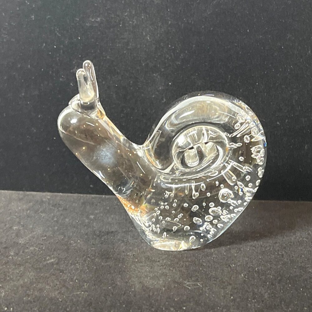 VTG Garden Snail Escargot Paperweight Handmade Clear Art Glass Décor figurine - Picture 5 of 9
